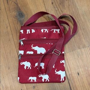 Alabama Elephant Print Crossbody Bag - Crimson and White